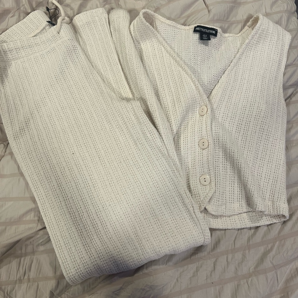 PrettyLittleThing Cream Knit Jumpsuit